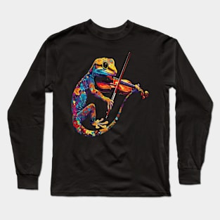 Gecko Playing Violin Long Sleeve T-Shirt